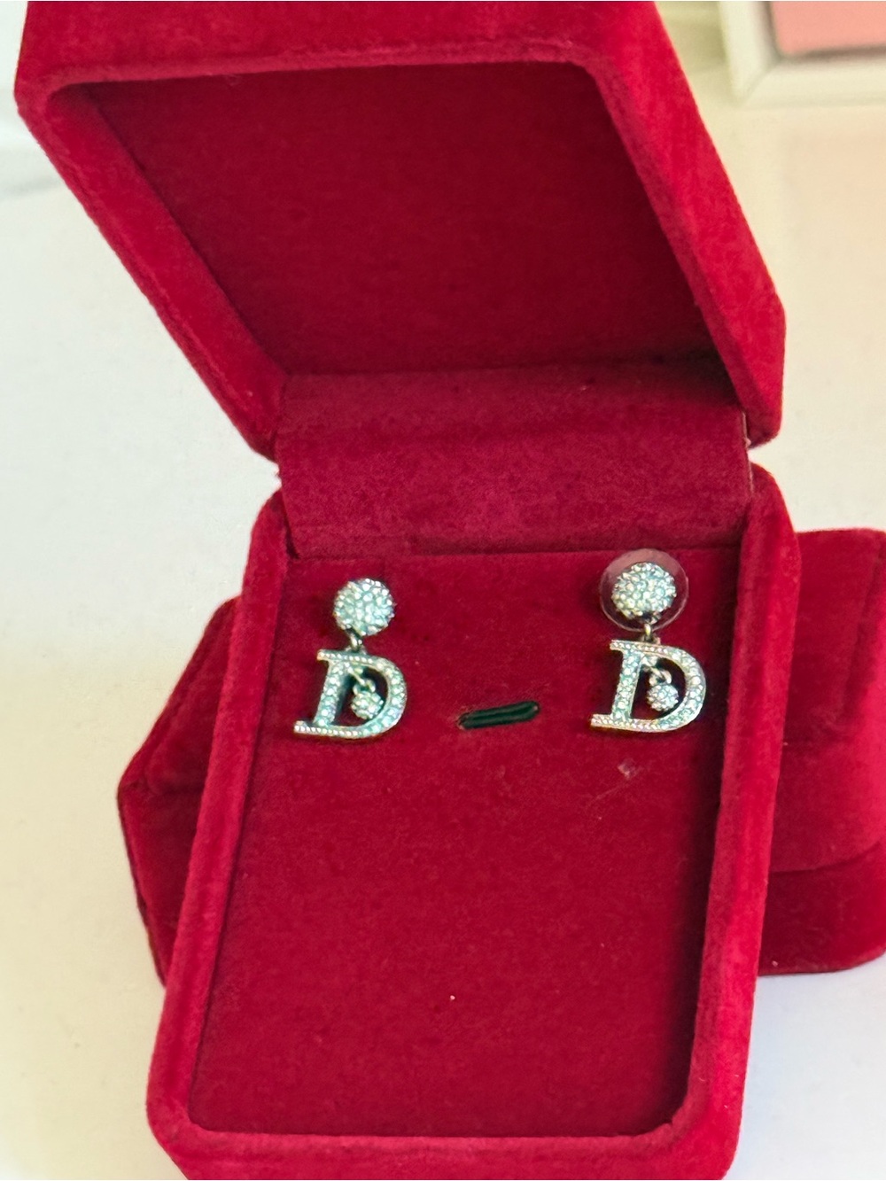 Dior Silver Crystal 'D' Drop Earrings 💫 - Picture 2 of 8